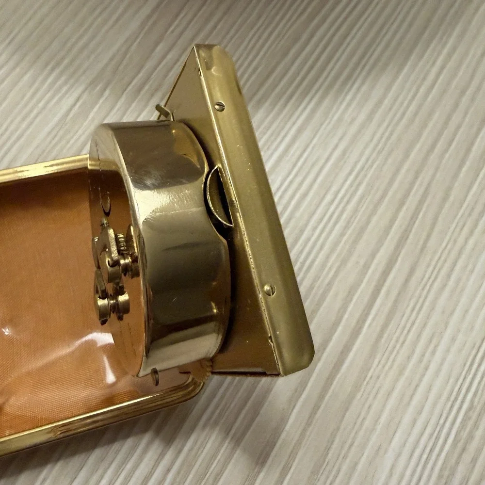 Phinney Walker Day & Date Alarm Windup Clock Tan Case Japan Vintage‎ 1950s works